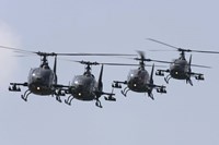 Serbian Air Force Soko SA-342L GAMA choppers in flight over Serbia Fine Art Print