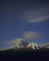 Orion star tails over Mt Temple, Banff National Park, Alberta, Canada Fine Art Print