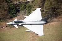 A Eurofighter Typhoon F2 aircraft of the Royal Air Force low flying over North Wales Fine Art Print