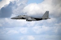 A United States Air Force F-15 Strike Eagle in flight Fine Art Print
