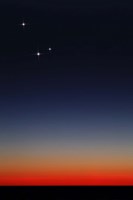 Venus, Mercury and Mars above the glowing horizon at dawn Fine Art Print