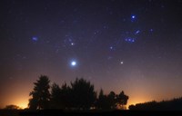 The Pleiades, Taurus and Orion with Jupiter over Doyle, Argentina Fine Art Print
