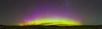 Panoramic view of northern lights on the horizon, Saskatchewan, Canada Fine Art Print