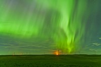 The northern lights as seen from the Wintering Hills Wind Farm, Alberta, Canada Fine Art Print