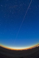 Trail of the International Space Station coming out of the western twilight Fine Art Print