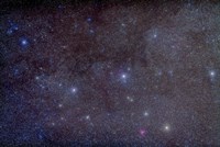 Widefield view of the constellation Cassiopeia with nearby deep sky objects Fine Art Print