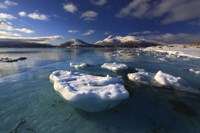 A winter view looking out in Tjeldsundet strait, Norway Fine Art Print