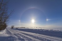 Solar halo and sundogs in southern Alberta, Canada Fine Art Print