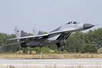 A Serbian Air Force MiG-29 departing from Graf Ignatievo Air Base Fine Art Print