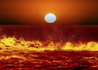 The Sun and ocean waves in Miramar, Argentina Fine Art Print