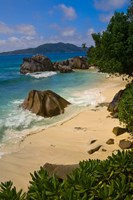 Coastal View of La Digue Island, Seychelles Fine Art Print