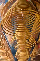 Hanging coils of burning incense, Man Mo Temple, Tai Po, New Territories, Hong Kong, China Fine Art Print