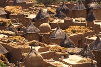 Flat And Conical Roofs, Village of Songo, Dogon Country, Mali, West Africa Fine Art Print