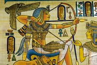 Egypt, hand painted papyrus hunting scene Fine Art Print