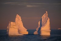 Antarctic Peninsula, icebergs at midnight sunset. Fine Art Print