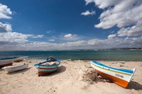 Fishing boats on beach, Hammamet, Cap Bon, Tunisia Fine Art Print