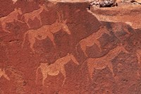 Ancient rock etchings, Twyfelfontein, Damaraland, Namibia, Africa. Fine Art Print