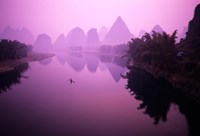 Fisherman on Raft in Li River, Yangshou, Guanxi, China Fine Art Print