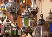 Decorative lanterns in Fes medina, Morocco Fine Art Print