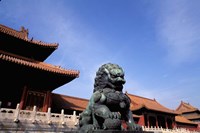 Bronze lion statue, , Forbidden City, China Fine Art Print