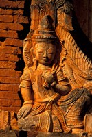 Buddha Carving at Ancient Ruins of Indein Stupa Complex, Myanmar Fine Art Print