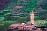 Geometric Tilework on Mosque Minaret, Morocco Fine Art Print