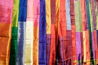 Colorful Silk Scarves at Edfu Market, Egypt Fine Art Print