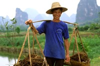 Colorful Portrait of Rice Farmer in Yangshou, China Fine Art Print