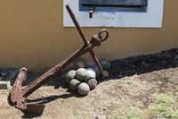 Africa, Mozambique, Maputo. Anchor and cannonballs at the Old Fort. Fine Art Print