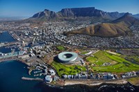 Aerial of Stadium, Golf Club, Table Mountain, Cape Town, South Africa Fine Art Print