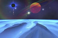Blue Fog and Mountains on Alien Planet Fine Art Print