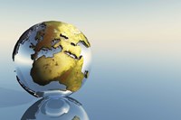 A world globe showing the continents of Europe, Middle East and Africa Fine Art Print