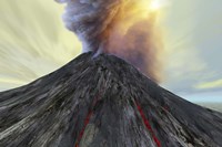 An active volcano belches smoke and ash into the sky Fine Art Print