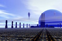 Futuristic City in the Milky Way Fine Art Print