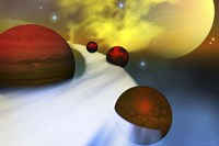 The planet Jupiter with its moon system Fine Art Print