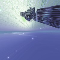 A satellite out in the vast beautiful universe Fine Art Print