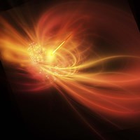 A supernova explosion causes a bright gamma ray burst Fine Art Print
