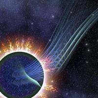 Powerful energies surge out into space from this gas giant Fine Art Print