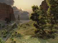 The trees are kissed by sunlight before an approaching storm Fine Art Print