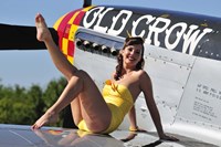 Cute pin-up girl sitting on the wing of a P-51 Mustang by Christian Kieffer - various sizes