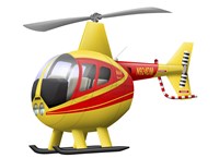 Cartoon illustration of a Robinson R44 Raven helicopter Fine Art Print