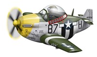 Cartoon illustration of a P-51 Mustang Fine Art Print