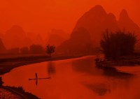 Limestone Mountains, Li River Fishermen, Yangshou, Guilin, China by Bill Bachmann - various sizes