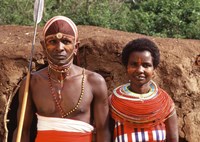 Maasai Couple in Traditional Dress, Kenya Fine Art Print