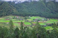 Houses and Farmlands in the Phobjikha Valley, Bhutan Fine Art Print