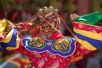 Mask Dance Celebrating Tshechu Festival at Wangdue Phodrang Dzong, Wangdi, Bhutan Fine Art Print