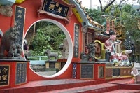 Red Wall with Circle, Goddess of Mercy temple, Repulse Bay, Hong Kong Fine Art Print