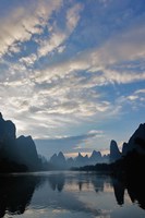 Li River and Karst Peaks at sunrise, China Fine Art Print