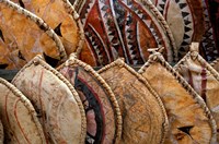 Kenya. Handmade Masai shields at a roadside market Fine Art Print