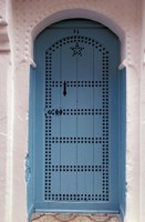 Moorish-styled Blue Door and Whitewashed Home, Morocco Fine Art Print